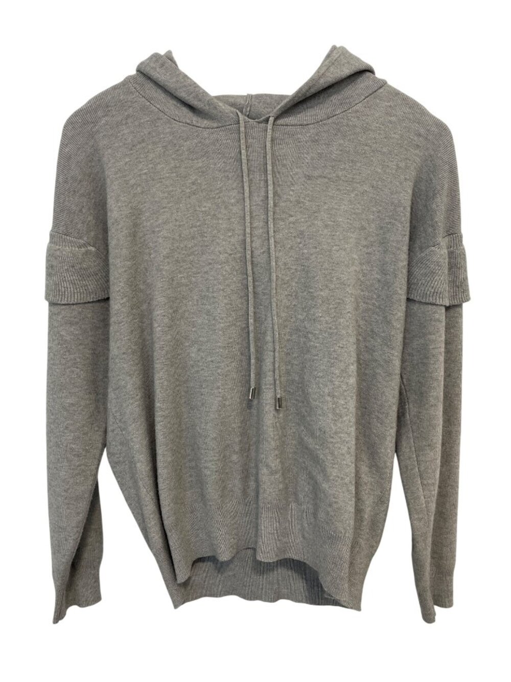 All:Row Hoodie Sweater Small Long Sleeve Pullover Ribbed Knit Gray Cozy Relaxed